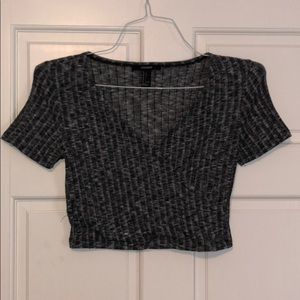 Heathered gray cross crop top